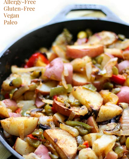 Roasted Skillet Breakfast Potatoes with Peppers & Onions (Gluten-Free, Vegan, Paleo)