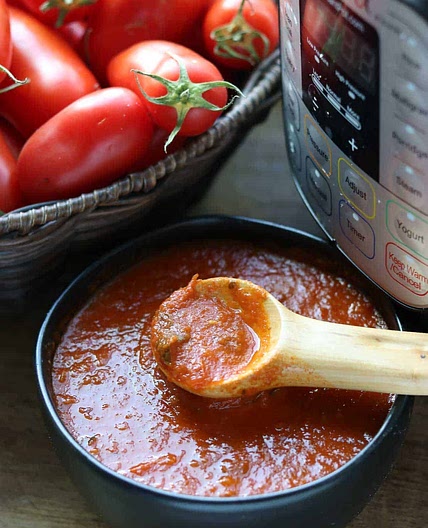 Instant Pot Homemade Tomato Sauce- No Peeling, Coring or Seeding!