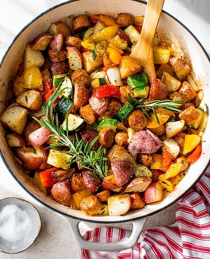 Summer Vegetables with Sausage and Potatoes Skillet