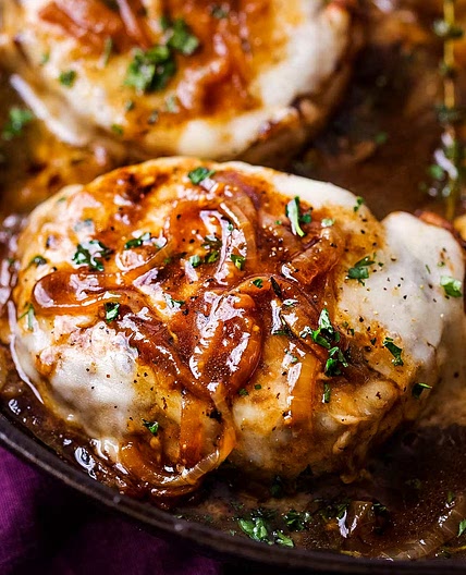 One Pan French Onion Smothered Pork Chops