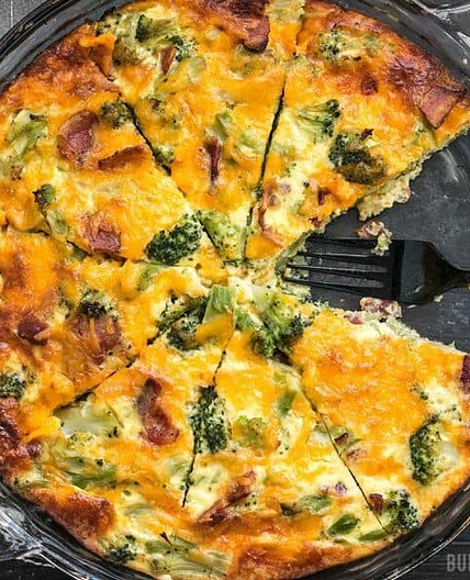 Bacon Broccoli Cheddar Crustless Quiche