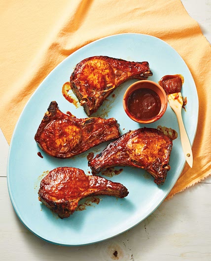 Air Fried Bourbon BBQ-Glazed Pork Chops