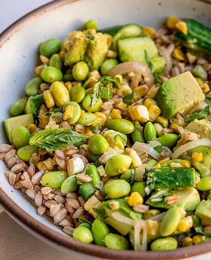 Skillet Charred Corn and Edamame Salad