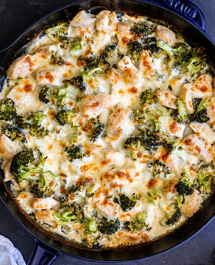 Creamy Chicken Broccoli and Cheese Casserole {Low-carb/Keto Friendly!}