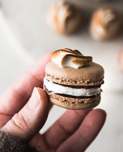 Chocolate French Macarons with Marshmallow Filling