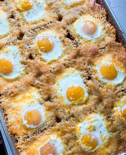 Sheet Pan Cheesy Baked Egg Toast