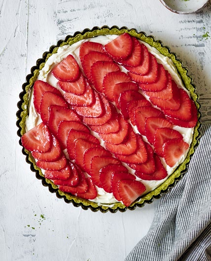 Strawberry Tart with a Matcha Crust