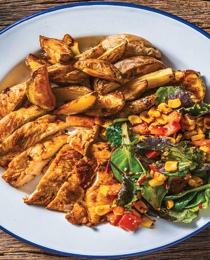 Portuguese-Style Chicken with Potato Wedges & Garden Salad