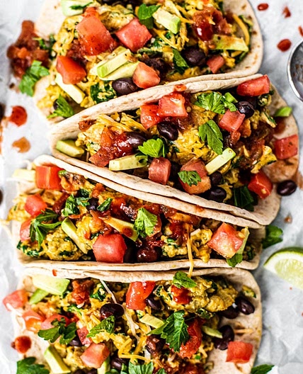 Healthy Breakfast Tacos with Black Beans and Eggs