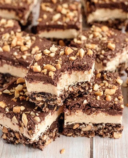 Gluten-Free Peanut Butter Bars (Vegan) - Caked by Katie