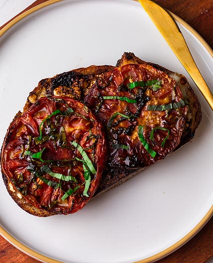 Air Fryer Cottage Cheese Caprese toast