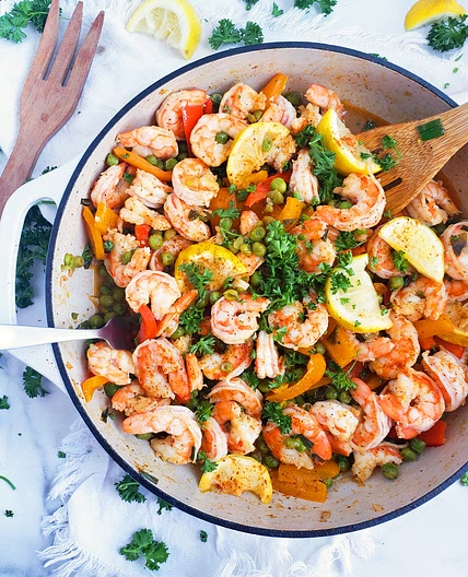 One-Skillet Lemon Garlic Shrimp & Vegetables