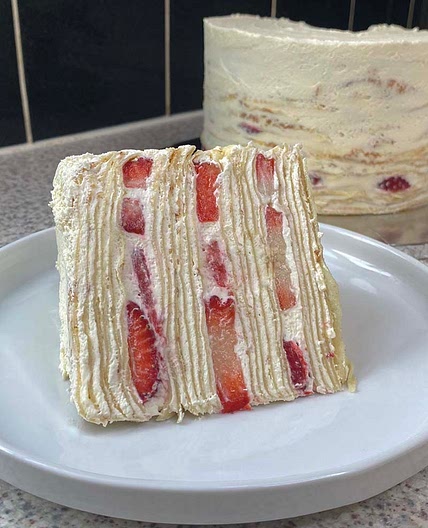 Strawberry and Cream Crepe Cake