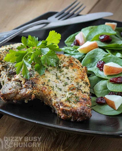 Blue Cheese Crusted Pork Chops