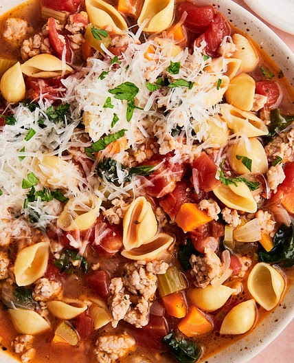 Hearty Italian Sausage Soup (with Spinach and Pasta)