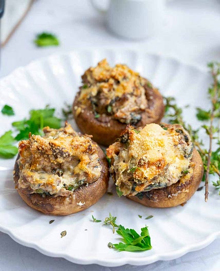Stuffed Mushroom With Spinach and Marinated Artichokes