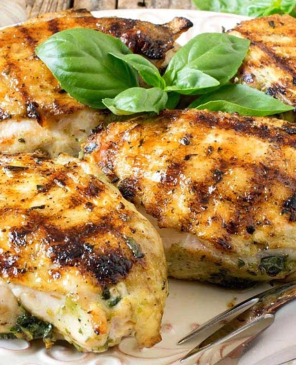 Grilled Basil Garlic Chicken Breasts