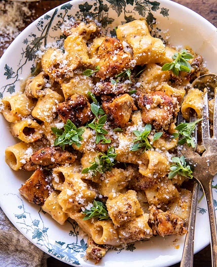 Roasted Butternut Squash and Sun-Dried Tomato Chicken Pasta
