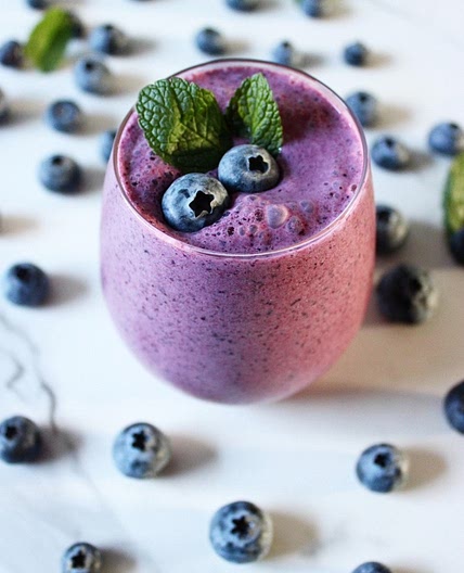 Blueberry Smoothie with Fresh Mint