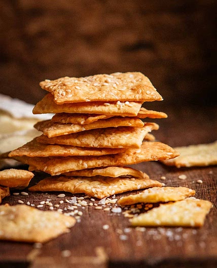 Homemade artisan crackers - sesame sea salt flavour