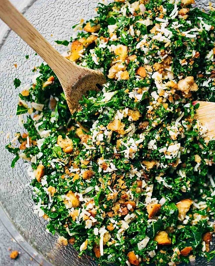 Toasted Bread and Parmesan Kale Salad