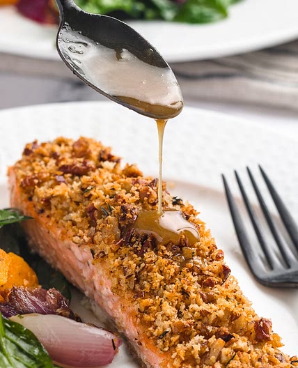 Pecan Crusted Salmon with Maple-Bourbon Glaze
