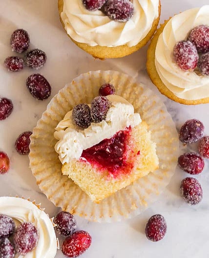 Cranberry Vanilla Cupcakes with White Chocolate Frosting