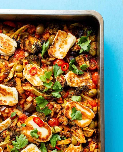 Halloumi Tray Bake with Roasted Vegetables