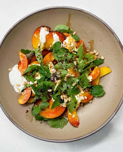 Summer Peach Salad with Stracciatella