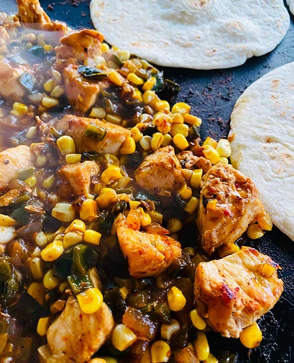 Griddle Chicken Poblano Tacos