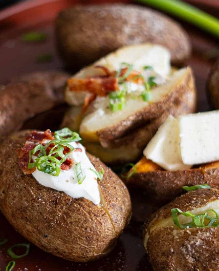 Smoked Baked Potatoes with Chipotle & Garlic Oil