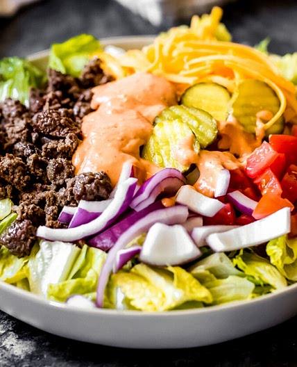 Ground Venison Big Mac Salad