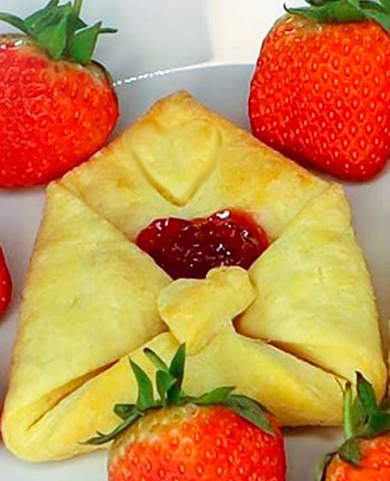 Strawberry Filled Pastry Envelopes