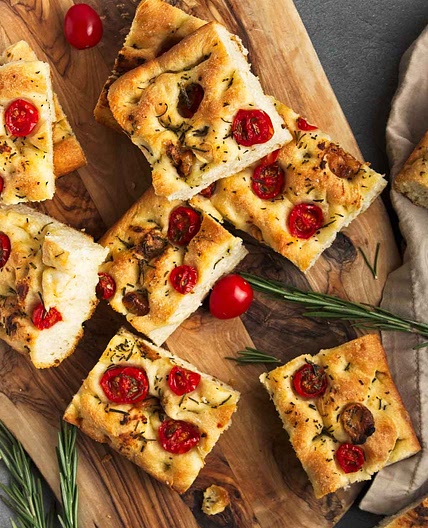 Vegan Focaccia Recipe with Rosemary n Tomatoes