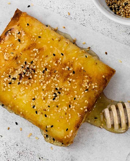 Baked Feta in Filo with Honey and Sesame