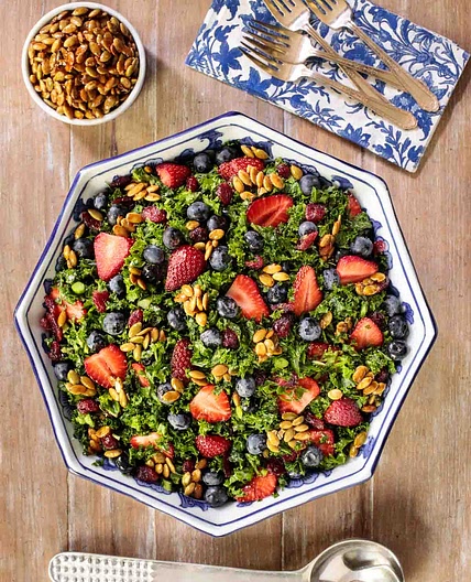 Strawberry Kale Salad with Honey Lemon Dressing