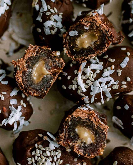 Tahini Stuffed Chocolate Covered Dates