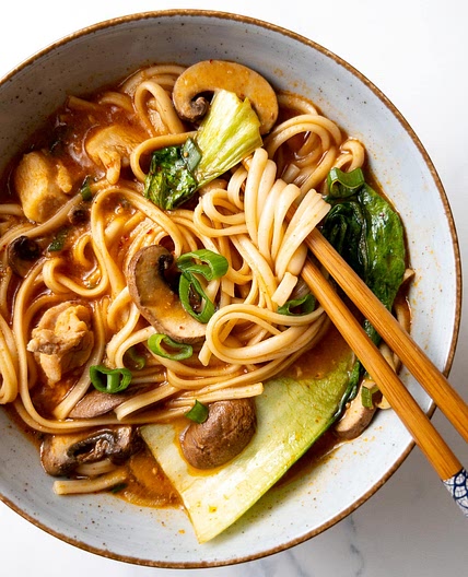 Spicy Chicken Udon Noodle Soup