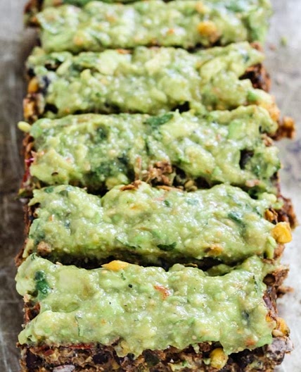 The Most Delicious Meatless Black Bean Meatloaf with Creamy Avocado Verde Sauce (vegan, gluten free)