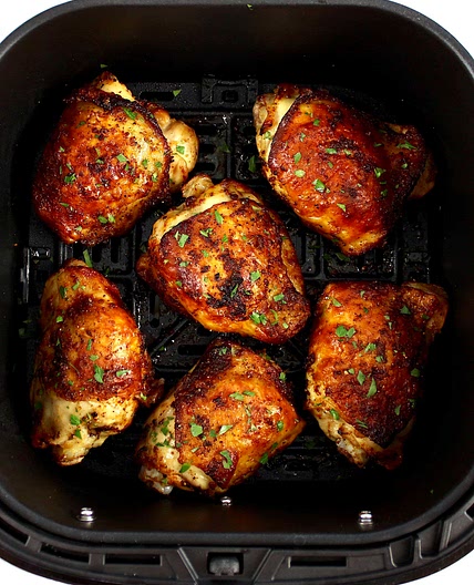 Air Fryer Chicken Thighs (Pickle-Brined)