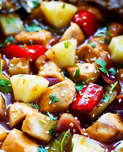 Grilled Pineapple Chicken Foil Packets