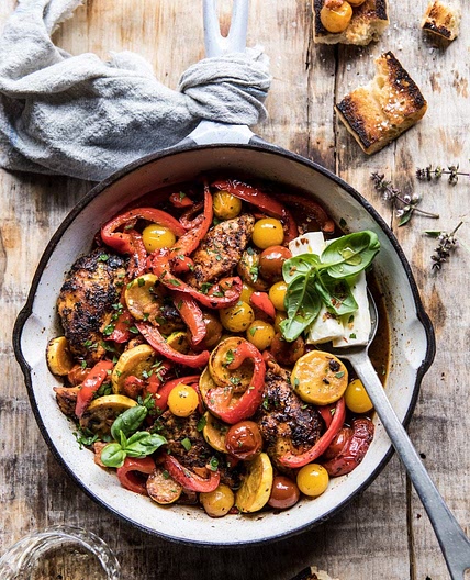 Skillet Lemon Pepper Chicken and Garden Veggies