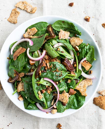 Baby Spinach Salad with Dates and Almonds