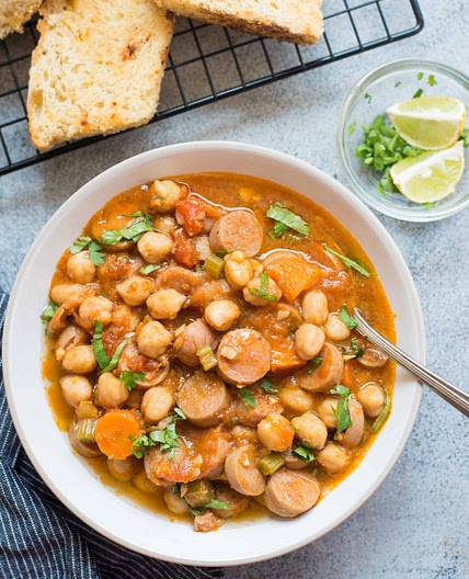 Slow Cooker Chickpea Sausage Stew