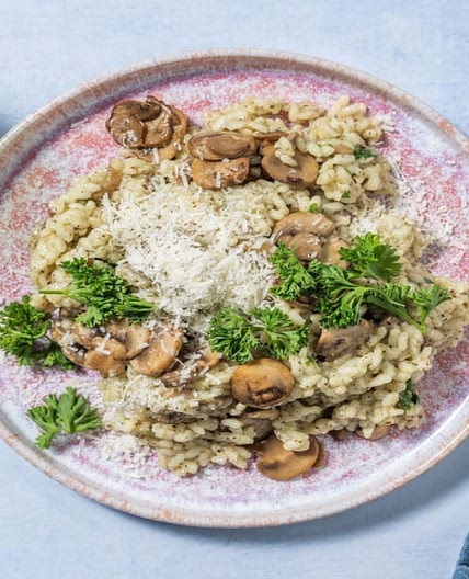 Risotto aux champignons saveur truffe avec du parmigiano reggiano AOP & du persil