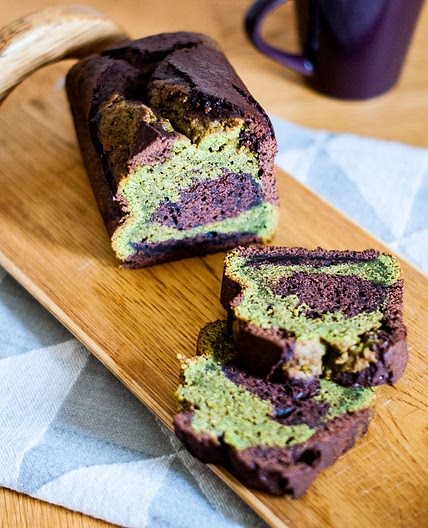 Marbled chocolate matcha cake