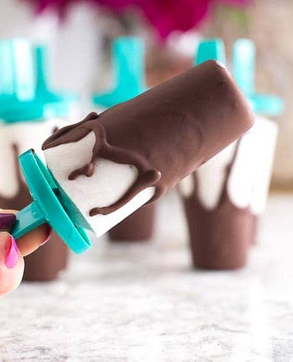 Low FODMAP Chocolate Covered Banana Popsicles