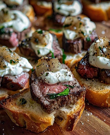 Garlic Bread Steak Bites with Horseradish Cream Recipe
