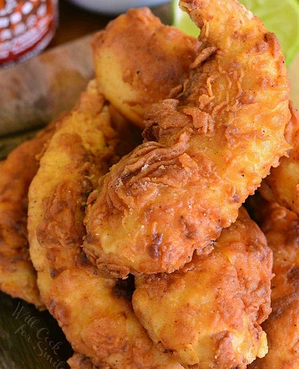 Sriracha Crispy Chicken Tenders with Honey Dipping Sauce