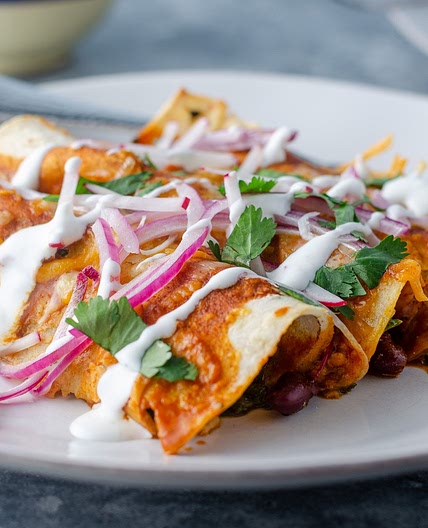 Quick Bean & Green Enchiladas